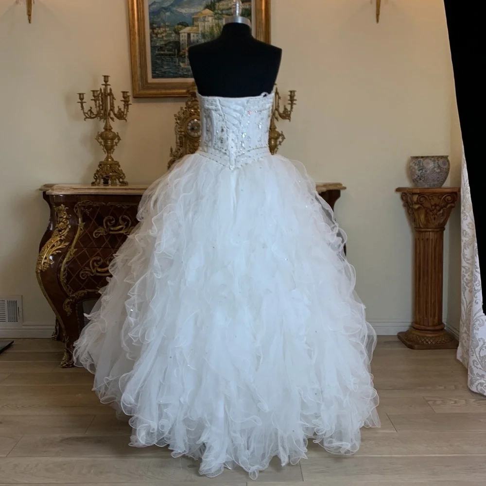 Women’s formal rhinestone Quinceanera ball gown pageant wedding prom dress - Picture 4 of 6